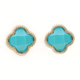 Turquoise Earrings, Clover Earrings, Gold Earrings, Turquoise Jewelry, Gold Earrings, Clover Jewelry, Boho Jewelry, Minimalist Earring