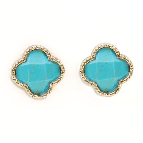 Turquoise Earrings, Clover Earrings, Gold Earrings, Turquoise Jewelry, Gold Earrings, Clover Jewelry, Boho Jewelry, Minimalist Earring