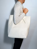 Shopping Bag Leather Tote Bag  Creme Color Bag Leather Shopper Leather Leather Travel Bag Italian Leather Bag Made in Italy Bag