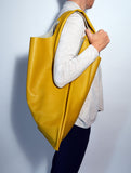 Hobo Bag Big Leather Shopper Womens Leather Shopping Bag Yellow Shopping  Bag Travel Bag Italian Leather Bag Borsa di pelle Italiana