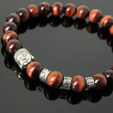 Men's Women Red Tiger Eye Tibetan Silver Bracelet with Buddha Bead OM Spacers DiyNotion Handmade T336