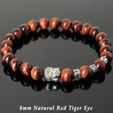 Men's Women Red Tiger Eye Tibetan Silver Bracelet with Buddha Bead OM Spacers DiyNotion Handmade T336