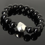 Men Women Bright Black Onyx Bracelet 925 Sterling Silver Irregular Shape Bead DiyNotion Handmade BR984