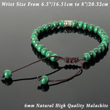 Men's Women Malachite Adjustable Braided Bracelet 925 Sterling Silver Fleur de Lis Bead DiyNotion BR772