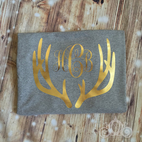 Antler Deer Monogram Tee Shirt