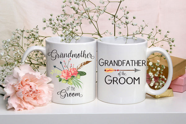 Grandmother of the Groom Mug, Grandfather of the Groom Gift Mug Set of Two, Wedding Mug, Coffee Mug, Wedding Party Gift, Coffee Cup Two Mugs