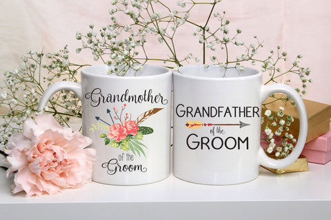 Grandmother of the Groom Mug, Grandfather of the Groom Gift Mug Set of Two, Wedding Mug, Coffee Mug, Wedding Party Gift, Coffee Cup Two Mugs