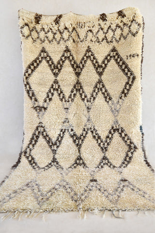 BENI OURAIN 11'9"'x6'11"Vintage Moroccan Rug. Wool Beni Ourain Carpet. Modern Design.