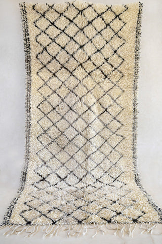 BENI OURAIN 11'11''x5'9"Vintage Moroccan Rug. Wool Beni Ourain Carpet. Modern Design.