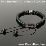 Men's Women Matte Black Onyx Adjustable Braided Bracelet 925 Sterling Silver Fleur de Lis Bead DiyNotion BR773