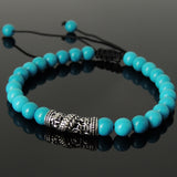 Men's Women Enhanced Turquoise Adjustable Braided Bracelet 925 Sterling Silver Dragon Charm DiyNotion BR792