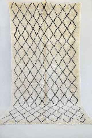 BENI OURAIN 11'8''x6'Vintage Moroccan Rug. Wool Beni Ourain Carpet. Modern Design.
