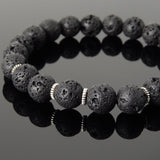 Men's Women Bracelet Lava Rock Tibetan Silver Yoga Mala DiyNotion Handmade T280
