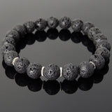 Men's Women Bracelet Lava Rock Tibetan Silver Yoga Mala DiyNotion Handmade T280