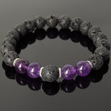 Men's Women Bracelet Lava Rock AA Amethyst Tibetan Silver Yoga Mala DiyNotion Handmade T283