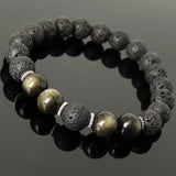 Men's Women Bracelet Lava Rock Golden Obsidian Tibetan Silver Yoga Mala DiyNotion Handmade T284