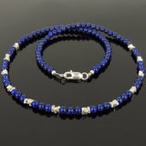 Men's Women Lapis Lazuli 925 Sterling Silver Necklace Handmade Nugget Beads & Clasp DiyNotion Handmade NK154