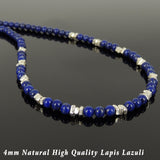 Men's Women Lapis Lazuli 925 Sterling Silver Necklace Handmade Nugget Beads & Clasp DiyNotion Handmade NK154