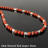 Men's Women Red Jasper Stone 925 Sterling Silver Necklace Handmade Nugget Beads & Clasp DiyNotion Handmade NK162