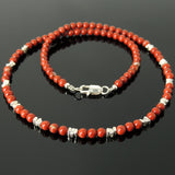 Men's Women Red Jasper Stone 925 Sterling Silver Necklace Handmade Nugget Beads & Clasp DiyNotion Handmade NK162