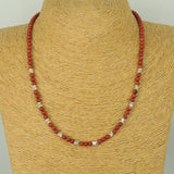 Men's Women Red Jasper Stone 925 Sterling Silver Necklace Handmade Nugget Beads & Clasp DiyNotion Handmade NK162