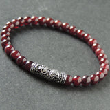 Men's Women Garnet Bracelet 925 Sterling Silver Dragon Charm DiyNotion Handmade BR990