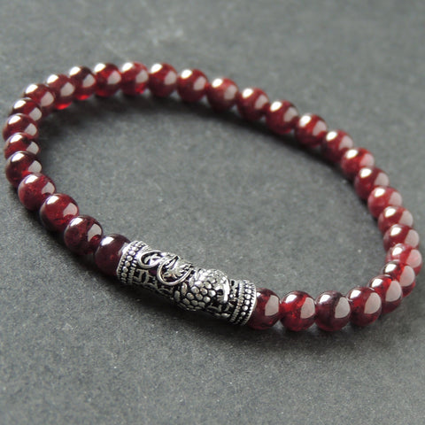 Men's Women Garnet Bracelet 925 Sterling Silver Dragon Charm DiyNotion Handmade BR990