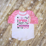 I Get My Crazy From My Mommy Custom Ruffle Raglan Personalized Shirt Girl Baby Toddler Shirt