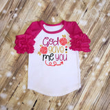 God Gave Me You Custom Ruffle Raglan Personalized Shirt Girl Baby Toddler Shirt