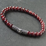 Men's Women Garnet Bracelet 925 Sterling Silver Cross Charm DiyNotion Handmade BR991
