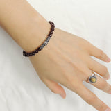 Men's Women Garnet Bracelet 925 Sterling Silver Cross Charm DiyNotion Handmade BR991