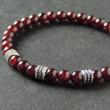 Men's Women Garnet Bracelet 925 Sterling Silver Spacers DiyNotion Handmade BR993