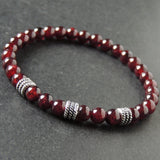 Men's Women Garnet Bracelet 925 Sterling Silver Spacers DiyNotion Handmade BR993