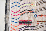 AZILAL. 5'7"x4'Vintage Moroccan Rug. Wool Boucherouite Carpet. Modern Design.