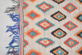 AZILAL. 6'9"x4'4"Vintage Moroccan Rug. Wool Boucherouite Carpet. Modern Design.