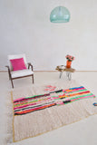 AZILAL. 6'x4'2'' Vintage Moroccan Rug. Wool Boucherouite Carpet. Modern Design.
