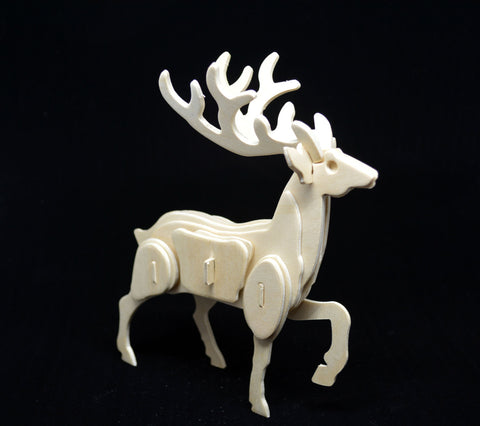 3D Wooden Jigsaw Puzzle Deer Pattern Children Educational Wood Craft Puzzles Eco-Friendly Toy Kit for Child Christmas Gift for Kids