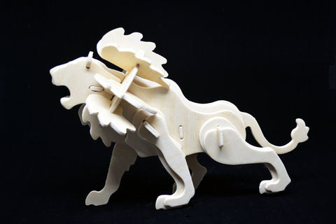 Wooden Puzzle 3D Jigsaw Puzzle Lion Pattern Children Educational Wood Craft Puzzles Eco-Friendly Toy Kit for Child Birthday Gift for Kids
