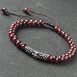 Men's Women Garnet Adjustable Braided Bracelet 925 Sterling Silver Cross Charm DiyNotion BR995