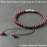 Men's Women Garnet Adjustable Braided Bracelet 925 Sterling Silver Cross Charm DiyNotion BR995