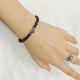 Men's Women Garnet Adjustable Braided Bracelet 925 Sterling Silver Rose Charm DiyNotion BR996