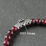 Men's Women Garnet Adjustable Braided Bracelet 925 Sterling Silver Rose Charm DiyNotion BR996