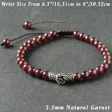 Men's Women Garnet Adjustable Braided Bracelet 925 Sterling Silver Rose Charm DiyNotion BR996