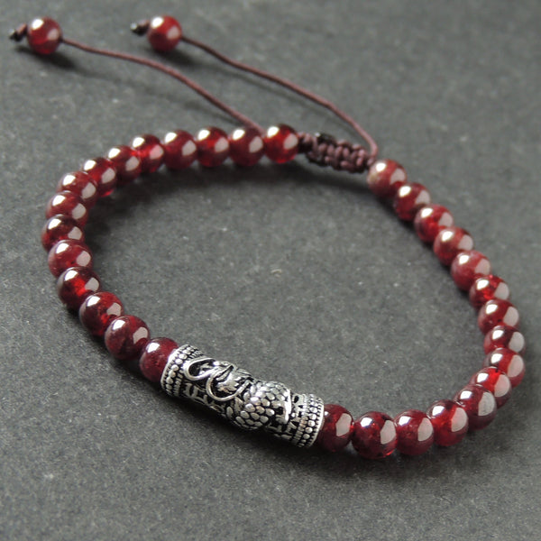 Men's Women Garnet Adjustable Braided Bracelet 925 Sterling Silver Dragon Charm DiyNotion BR994