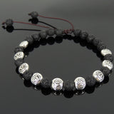 Men's Women Lava Rock Adjustable Braided Bracelet Tibetan Silver Lotus Beads DiyNotion T239