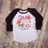 God Gave Me You Custom Ruffle Raglan Personalized Shirt Girl Baby Toddler Shirt