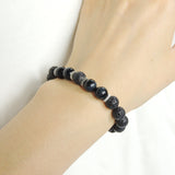 Men Women Lava Rock Blue Tiger Eye Bracelet 925 Sterling Silver Spacers DiyNotion Handmade BR1002