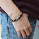 Men's Women Smoky Quartz Brown Blue Tiger Eye Bracelet 925 Sterling Silver Spacers DiyNotion BR1046