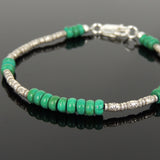 Men's Women African Green Turuqoise Bracelet 925 Sterling Silver Handmade Beads DiyNotion BR861