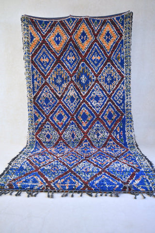BENI MGUILD. 13'1"x7'4" Vintage Moroccan Rug. Wool Beni MGUILD Carpet. Modern Design.